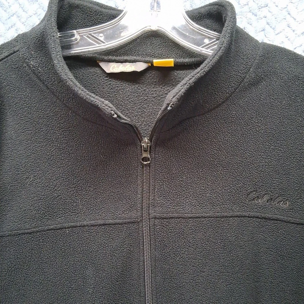 Cabelas Mens Black Fleece Quarter Zip Pullover Sweater 2XL Outdoor Layering